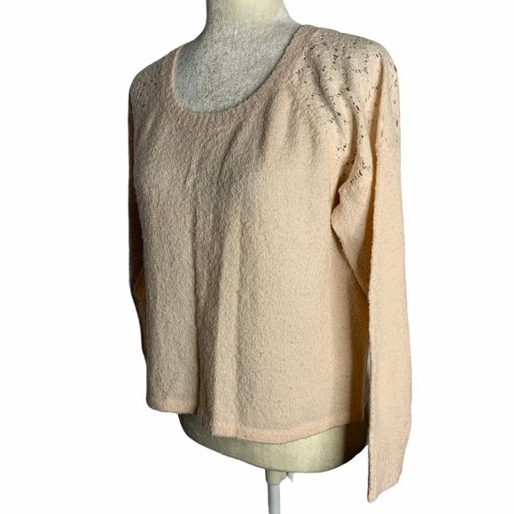 Lace Cold Shoulder Cropped Knit Sweater 60PE - Picture 6 of 6